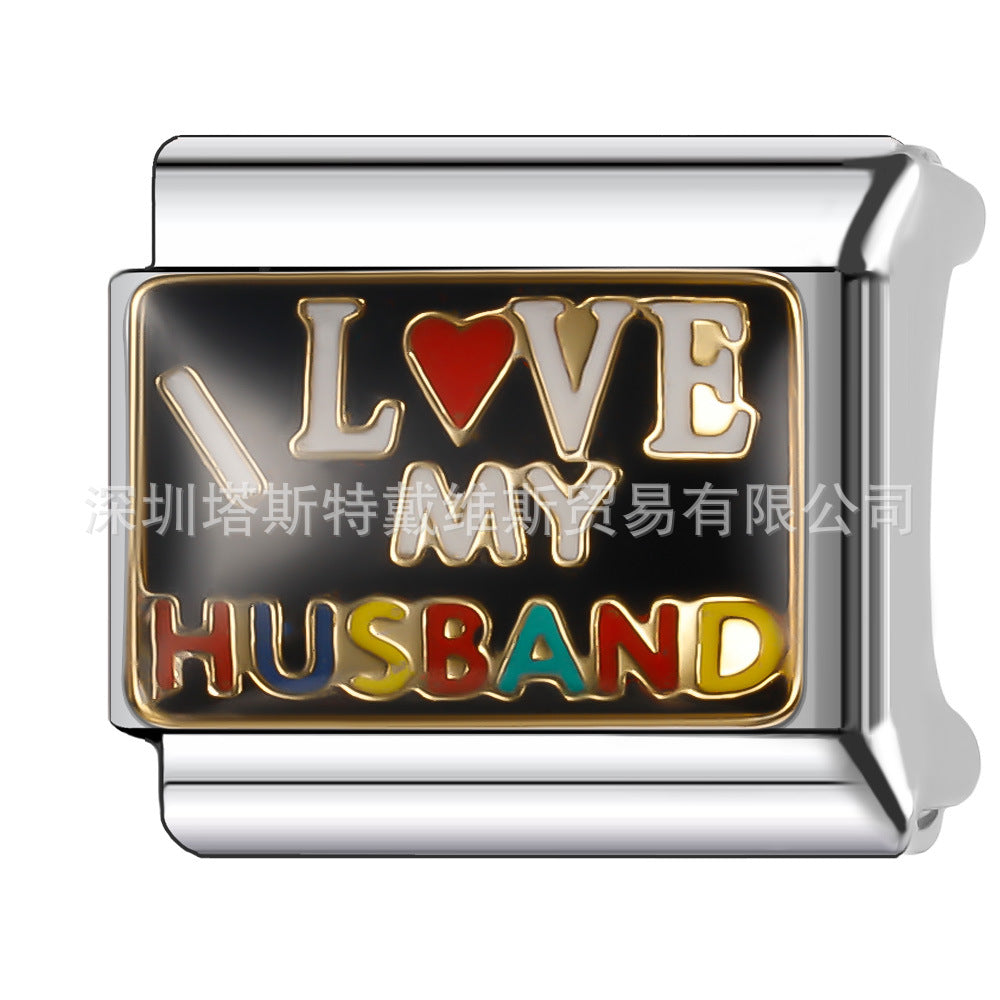 Wholesale 9mm Italian Charm Starter Bracelets DIY square Single Section Creative Stainless Steel Composable Bracelet