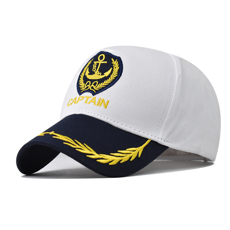 Wholesale White Retro  Navy Baseball Cap With Embroidery Adjustable For Summer