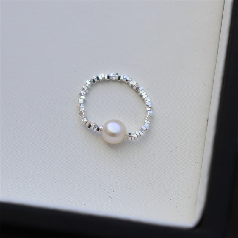 Wholesale  pearl elastic natural stone ring