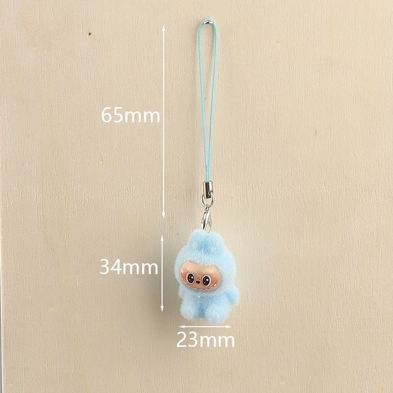 Wholesale 10pcs flocking cute cartoon keychain mobile phone chain