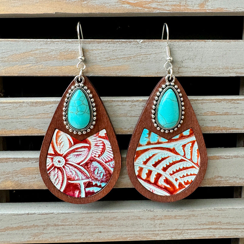 Wholesale Western genuine leather earrings