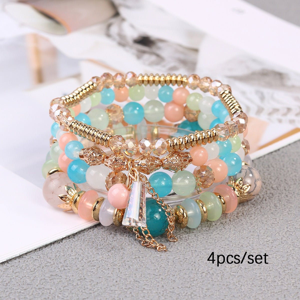 Wholesale Bohemian Crystal Pendant Glass Bracelet ACC-BT-Lijie005