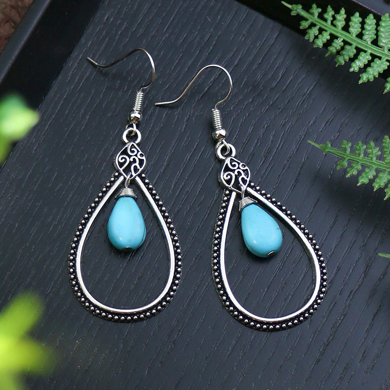 Wholesale Boho Vintage Long Acrylic Turquoise Earrings ACC-ES-MoMo007