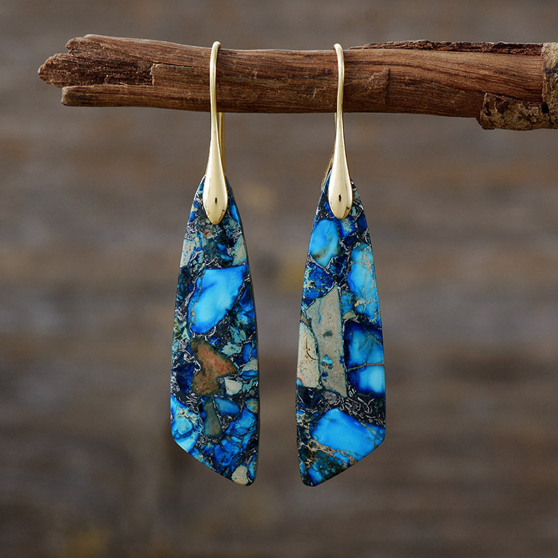Wholesale Bohemian Imperial Stone Natural Stone Geometric Dangle Earrings ACC-ES-LZ001