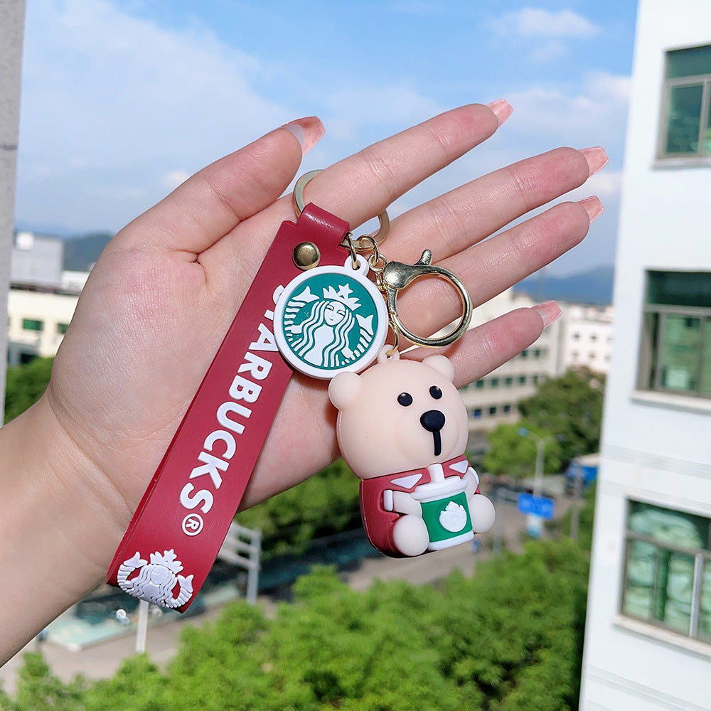 Wholesale Bear Barista Epoxy Doll Keychains ACC-KC-QiWei005