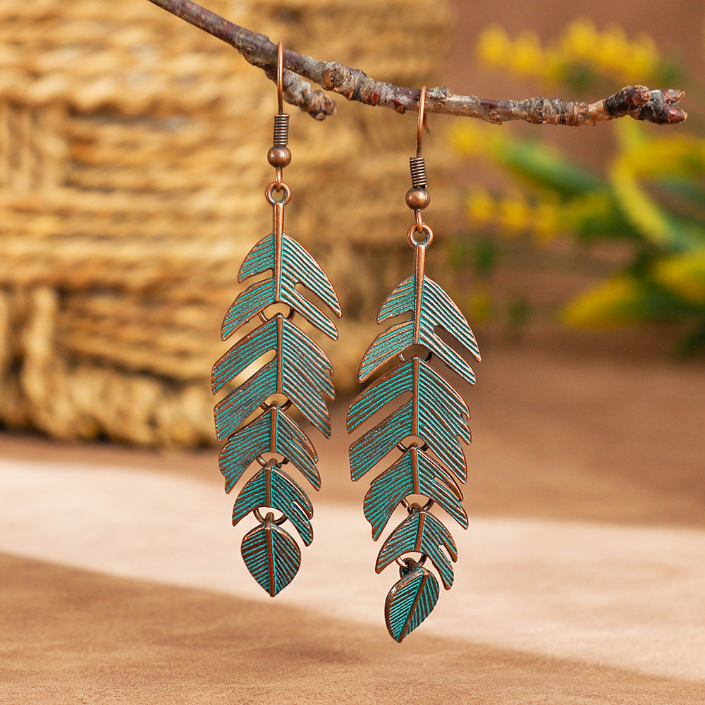 Wholesale Vintage Tree Leaf Alloy Earrings Simple Everyday Fashion Accessory
