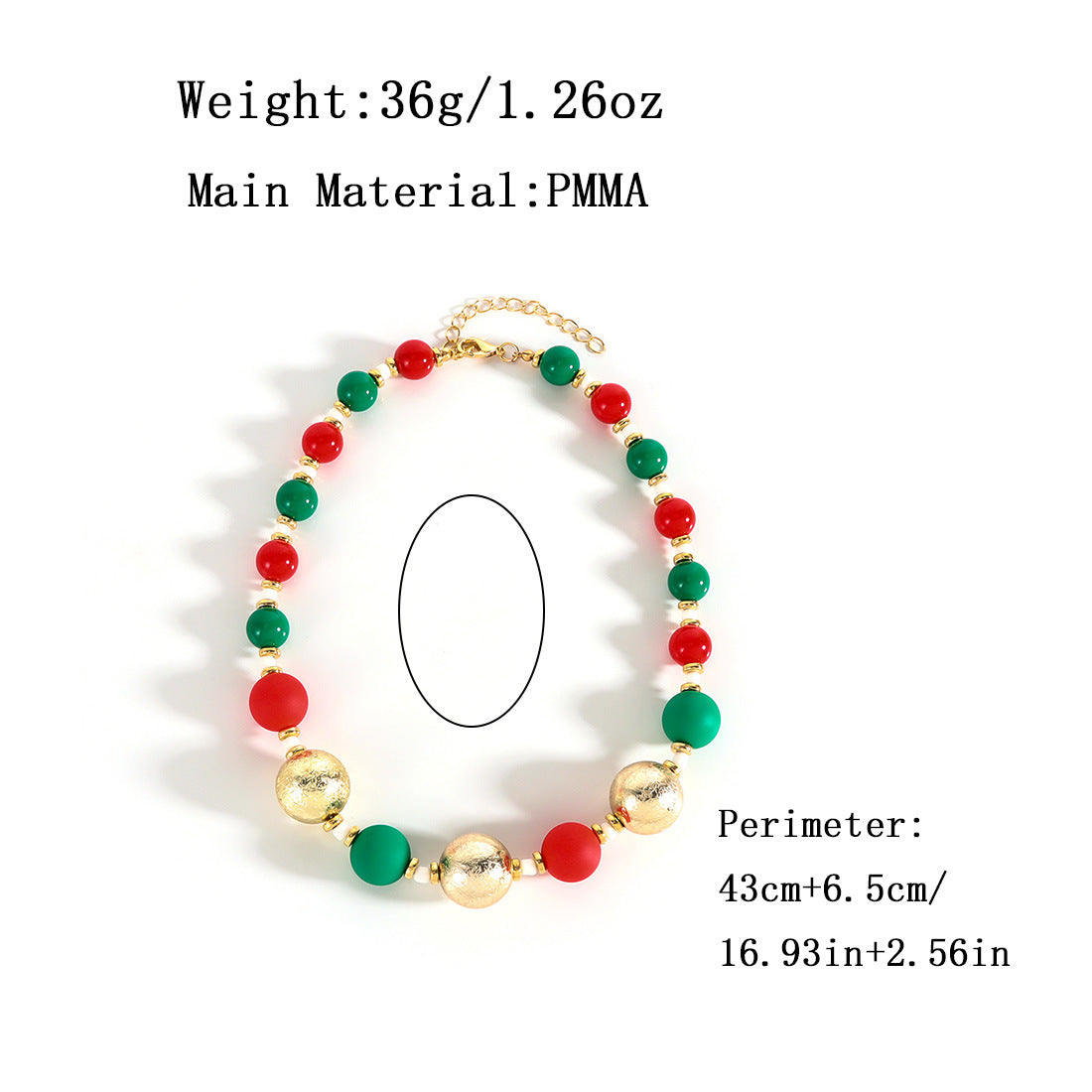 Wholesale Christmas Necklace  Chain Red Green White Beaded Necklaces