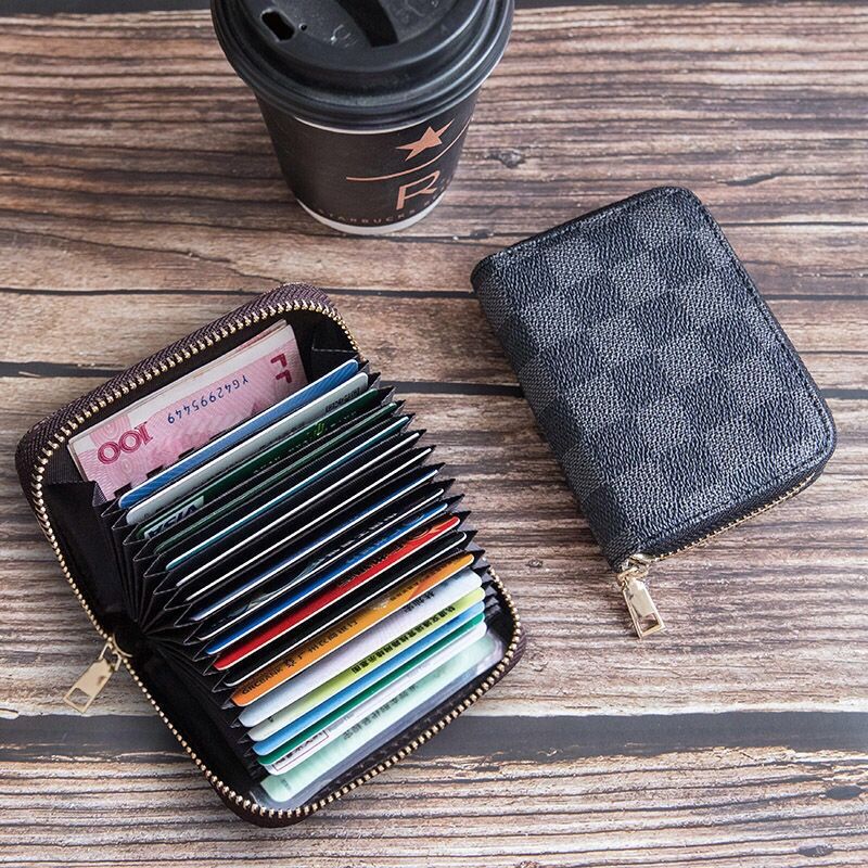 Wholesale Retro European American Card Wallet For Women Large Capacity With Plaid Coffee 9 Slots Chic Everyday Accessory Boutique Gift