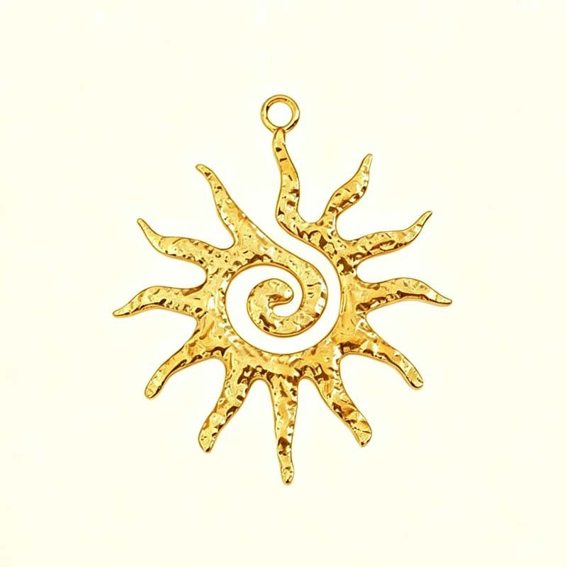 Wholesale Zinc Alloy Gold Hollow Sun Pendant Necklace Electroplated Finish Fashion Accessory Women Party Gift
