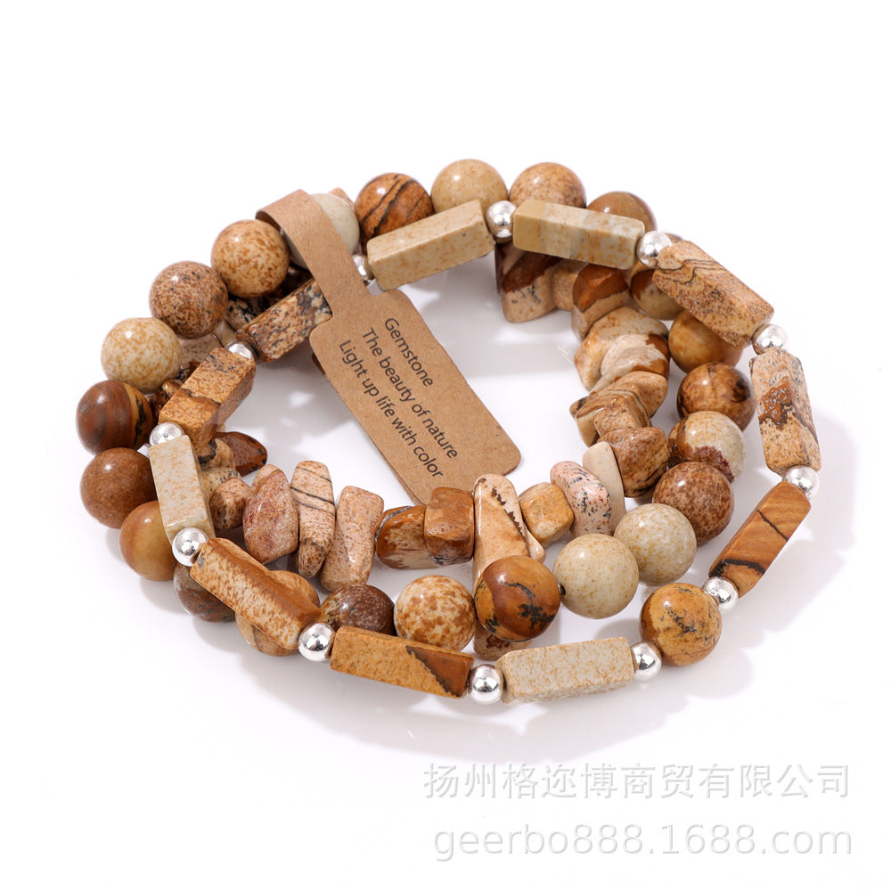 Wholesale Vintage Multi-layer Natural Stone Crystal Bracelets ACC-BT-GEB012
