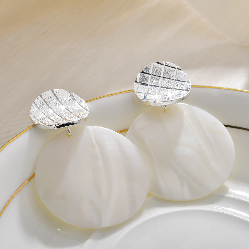 Wholesale Shell earrings round mosaic geometric earrings