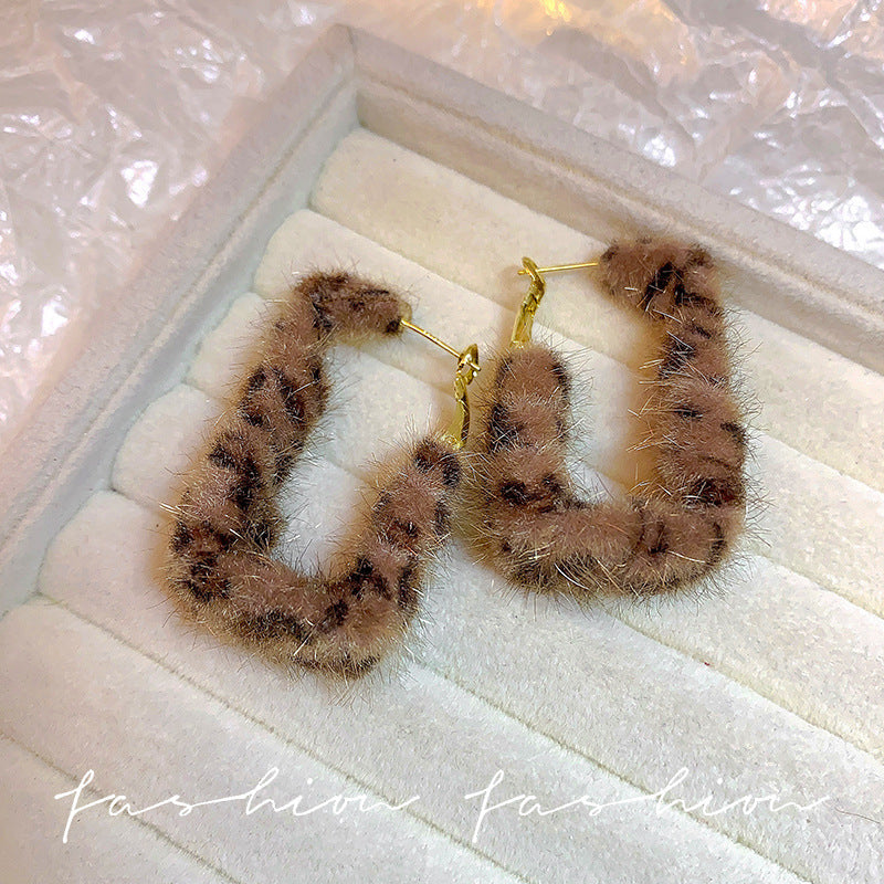 Wholesale 925 silver needle flocking plush earrings literary exaggerated earrings