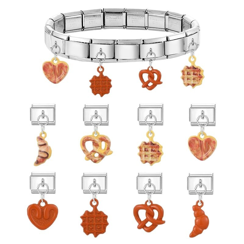 Wholesale Italian Charm Bracelet 9mm DIY Splicing Bread Series Stainless Steel Composable Bracelet