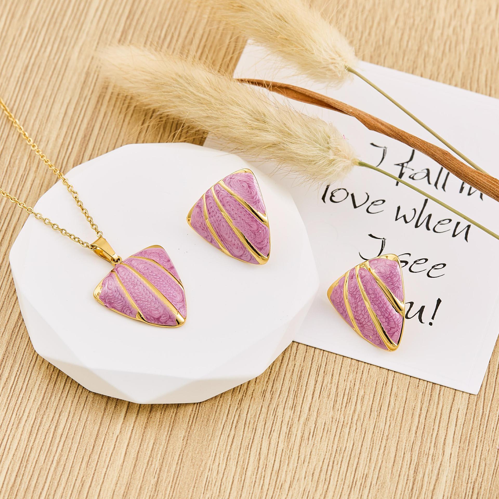 Wholesale Stainless Steel Electroplated Gemstone-Encrusted Heart-Shaped Necklace Sweet Style for Women Party Wear