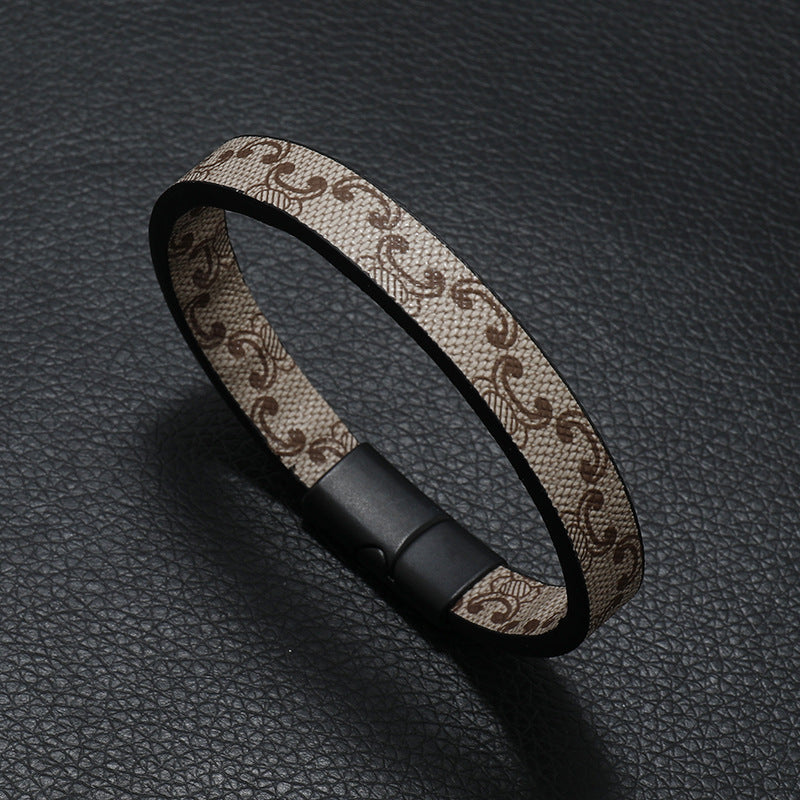 Wholesale Retro Print Striped Magnetic Clasp Bracelet