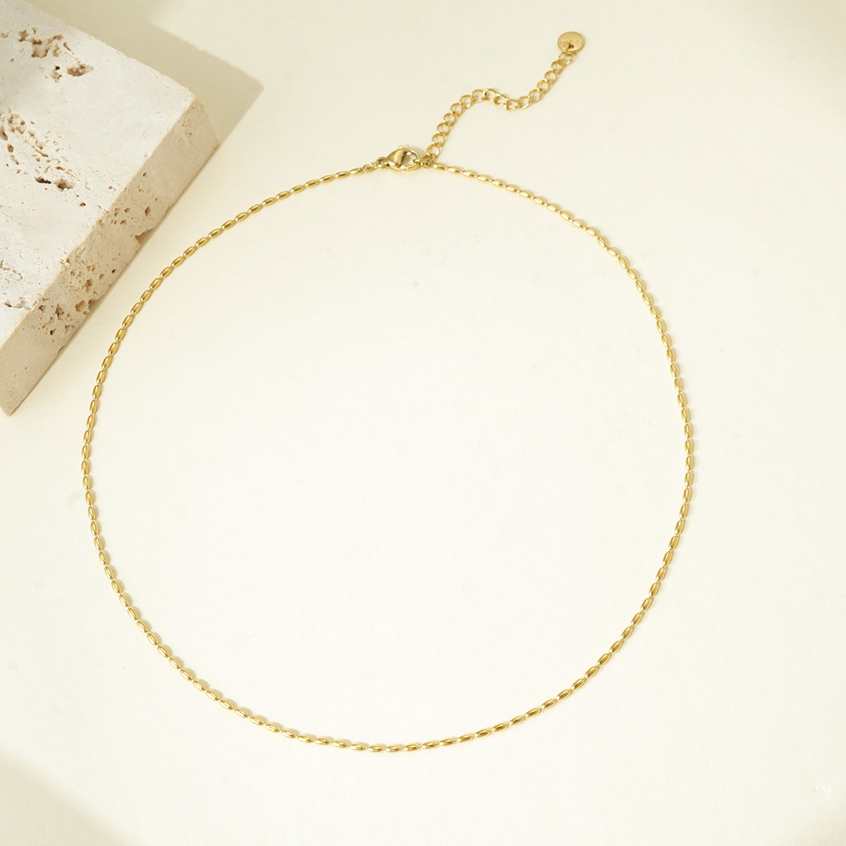 Wholesale Titanium steel rice grain steel bead necklace