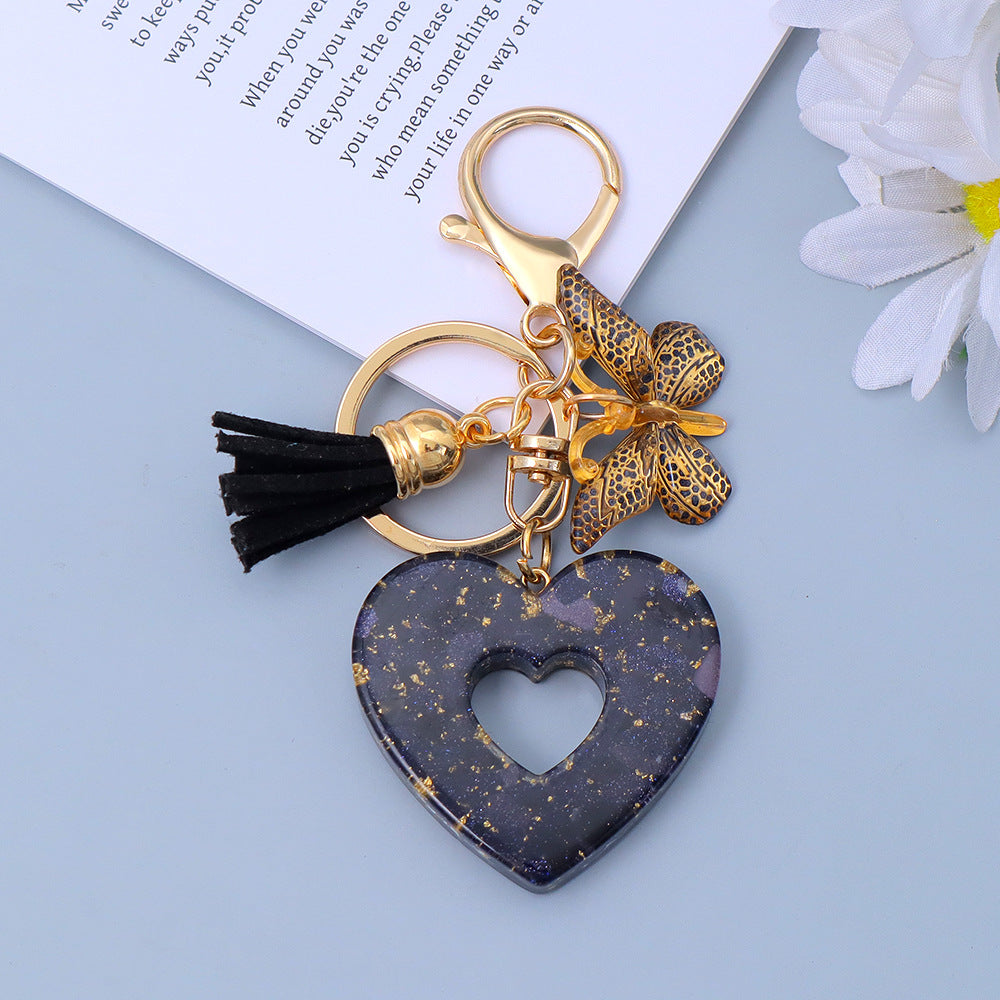 Wholesale Chic Heart Resin Keychain with Tassel - Boutique Bag Accessory Gift
