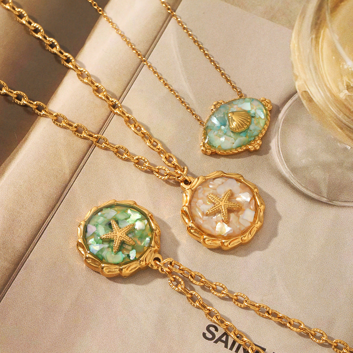 Wholesale Dopamine Colored Stainless Steel Starfish Necklace