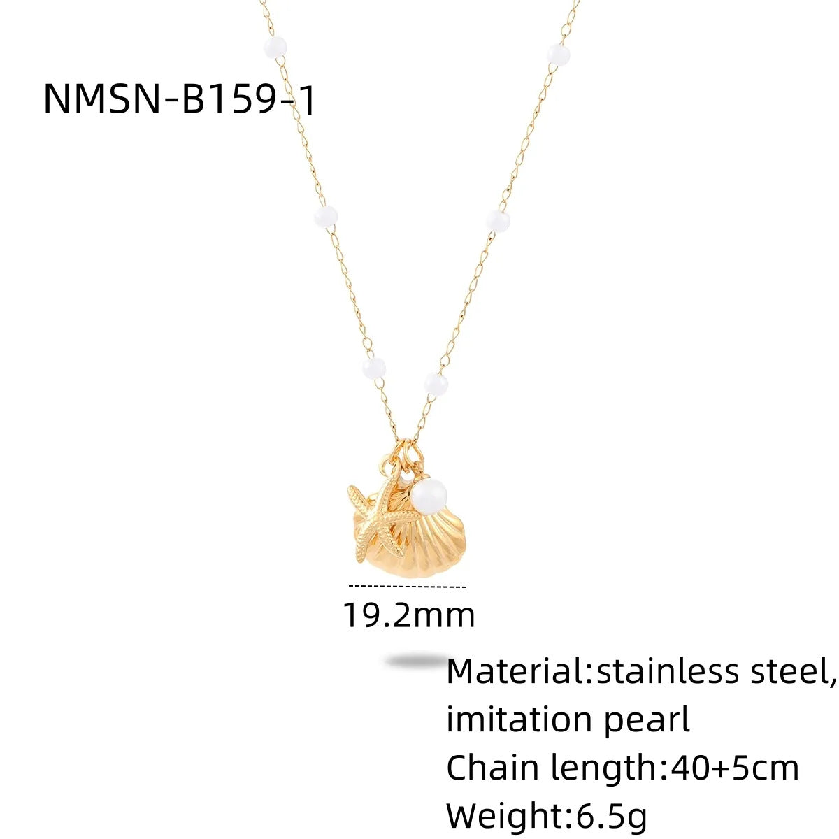 Wholesale marine shell Pearl stainless steel necklace suit