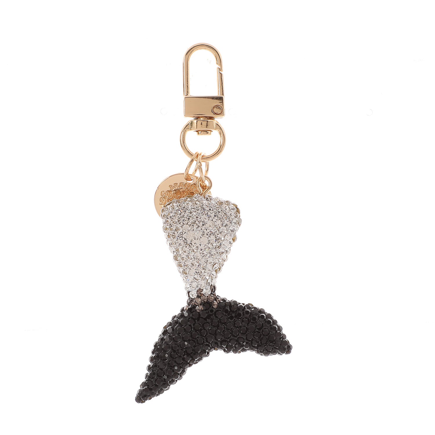 Wholesale diamond-encrusted cartoon mermaid keychain double-sided fish tail keychain