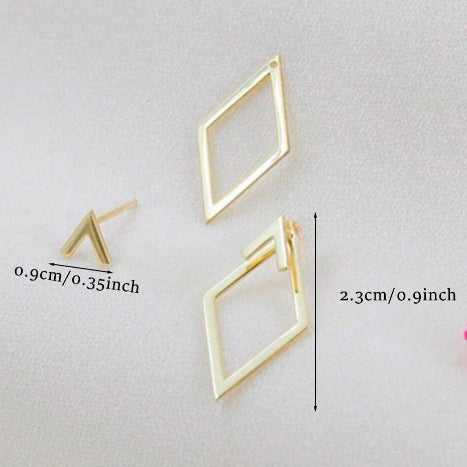 Wholesale geometric diamond double-layer  earrings