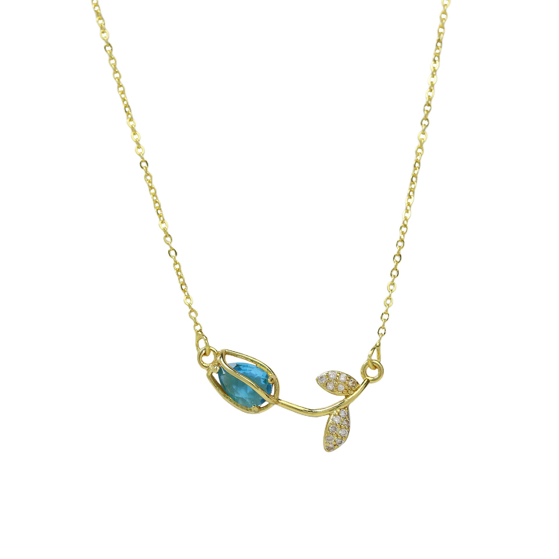 Wholesale Light luxury full diamond zircon rose flower pendant necklace