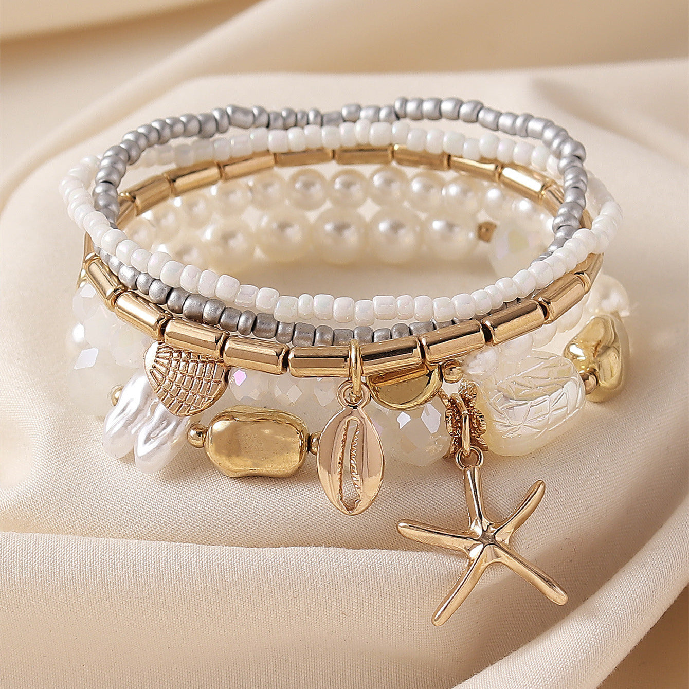 Wholesale Boho Beach Shell Starfish Bracelet - Fashionable Ocean Style Jewelry Accessory for Everyday Wear