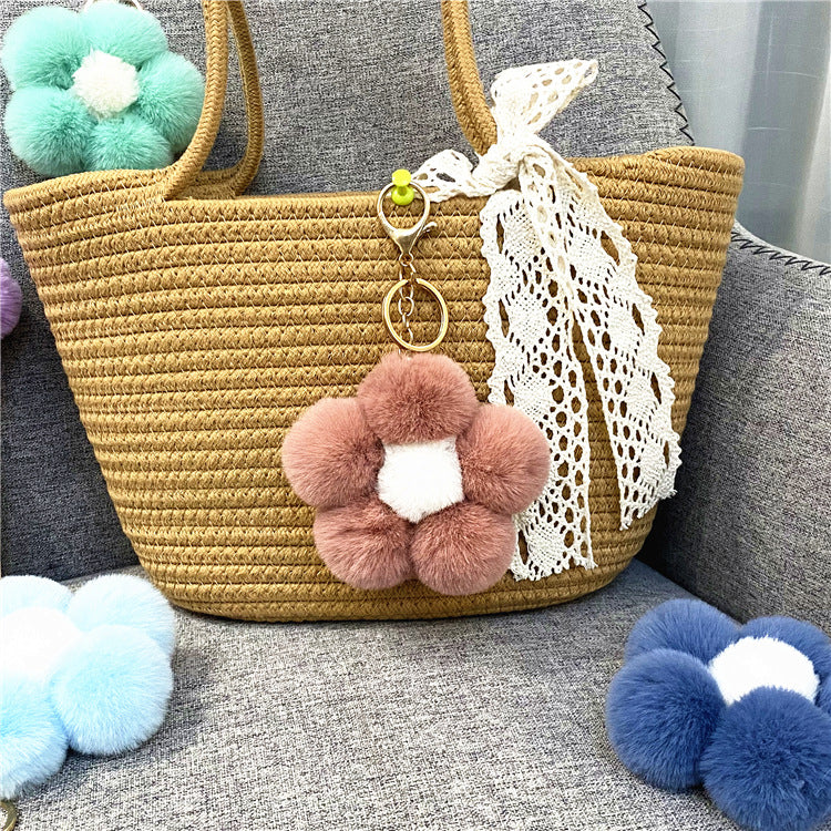 Wholesale Cute Flower Plush Keychain Red Plush Bag Charm For Bags And Car Keys Everyday Use Gift Boutique Resale
