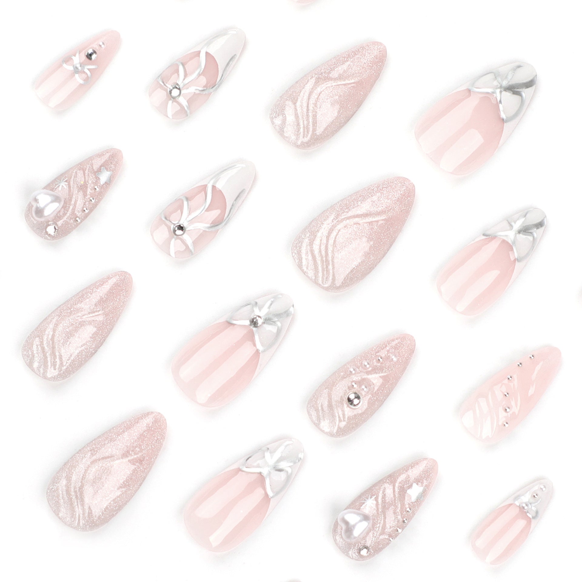 Wholesale 24 Pieces/box Love Bow Press-on Nails Kits Nail Stickers ACC-NS-LeFan062