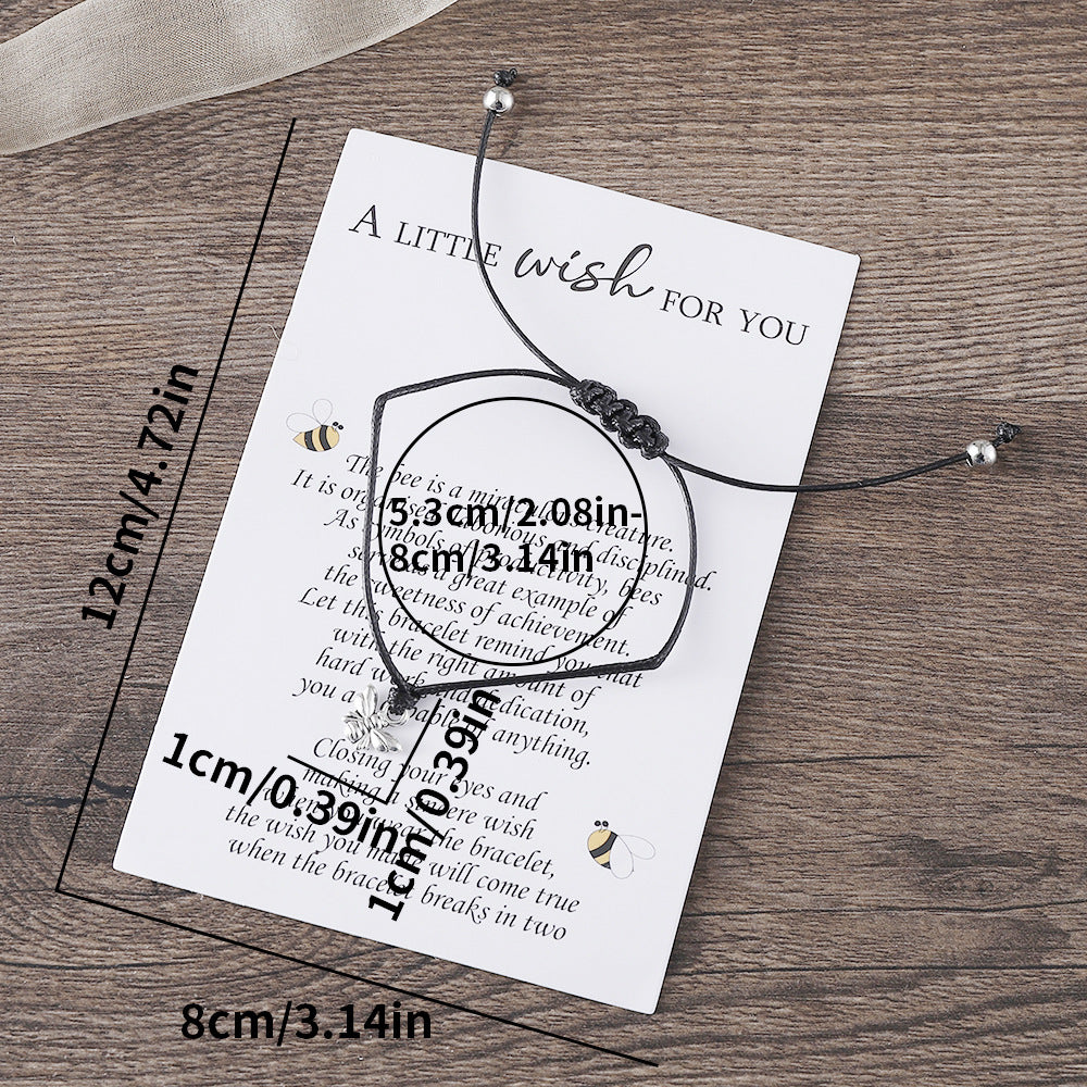 Wholesale Love Star Shape Bee Braided Bracelet Blessing Card Bracelet