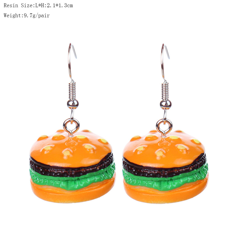 Wholesale  fun  simulation food and play beef hamburger earrings