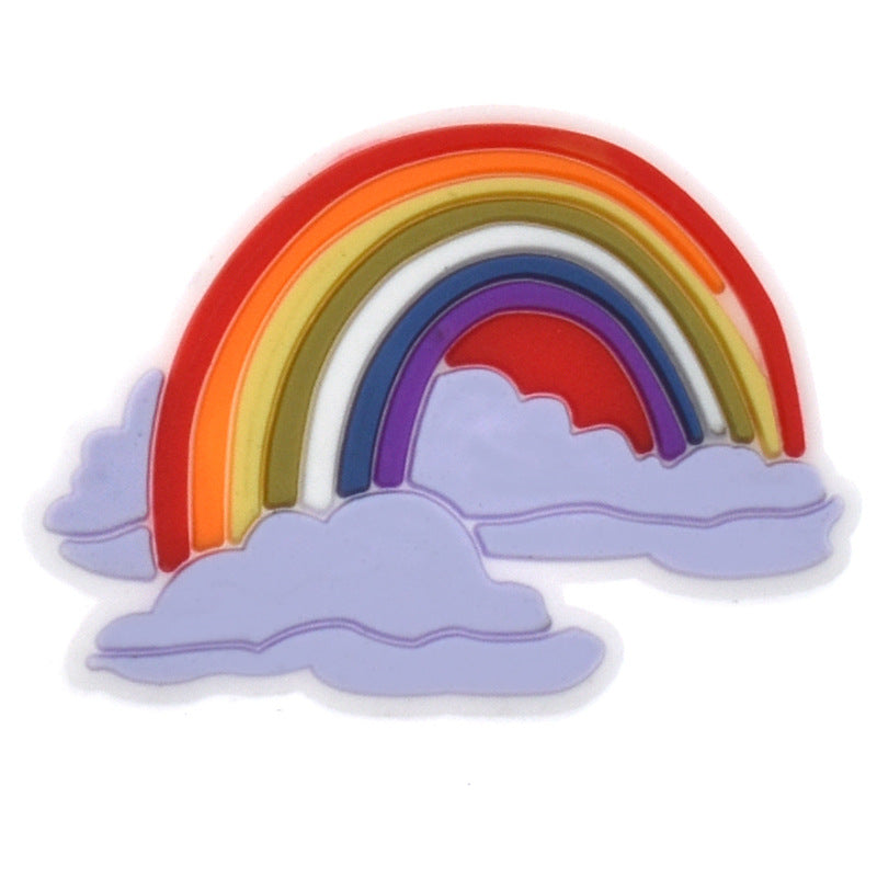 Wholesale Random 100pcs Cartoon Rainbow PVC Soft Rubber Shoe Buckle Decoration ACC-SC-RYY065