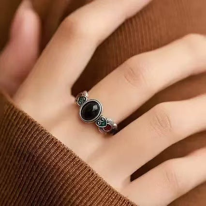 Wholesale Mongolian Ethnic Design Retro Ring Copper Adjustable White Stone Fashion Accessory