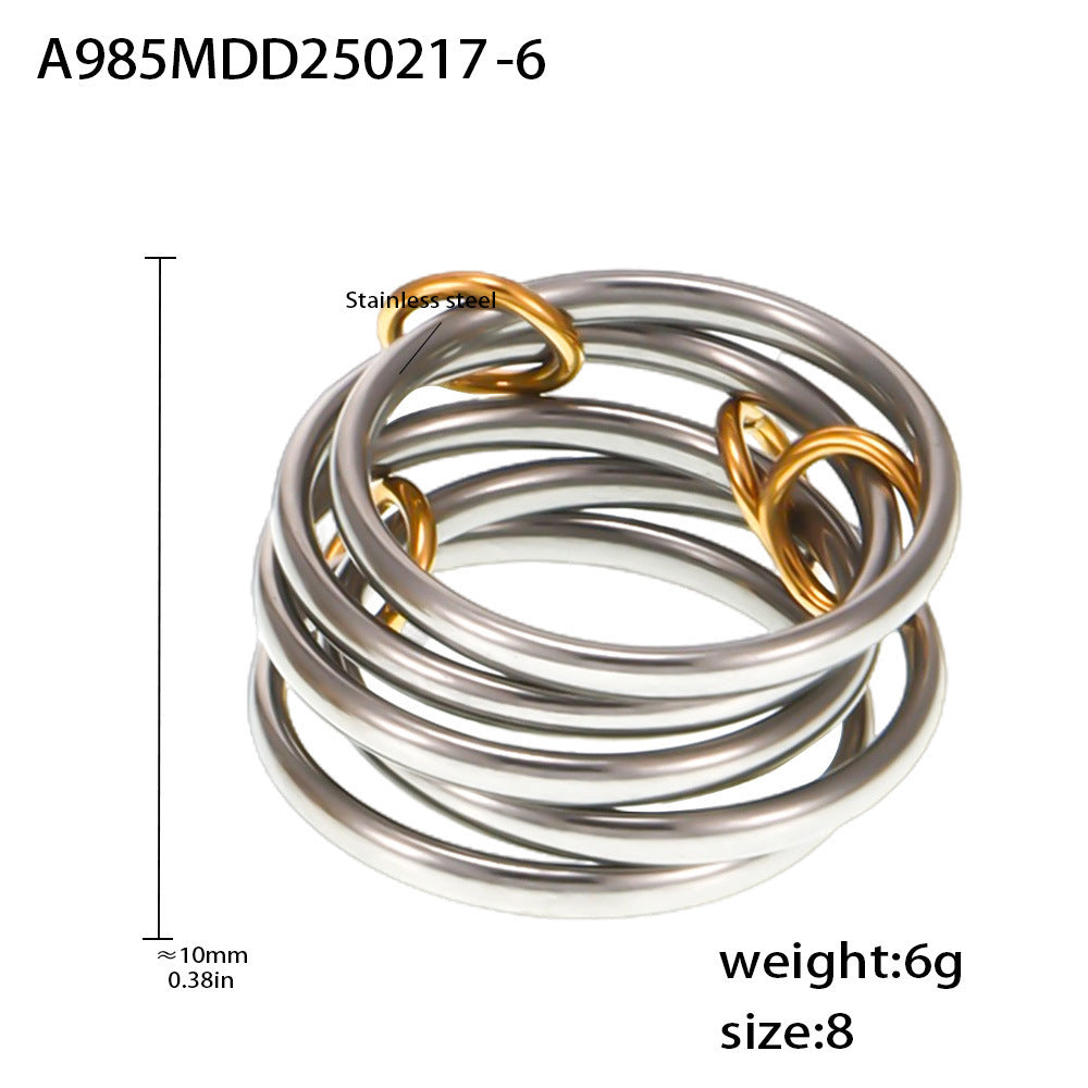 Wholesale  Titanium Steel  gold-plated multi-layer middle with diamond ring