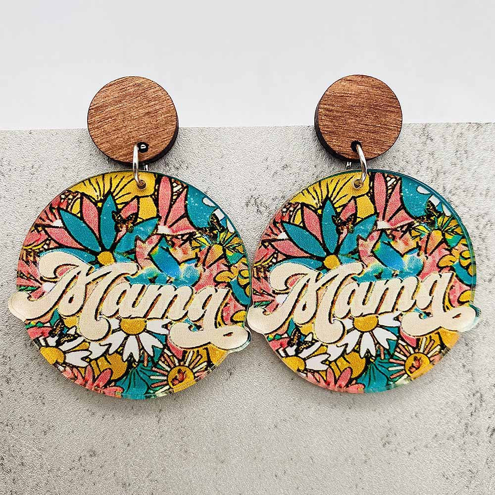 Wholesale Leopard Print Letter leather Earrings