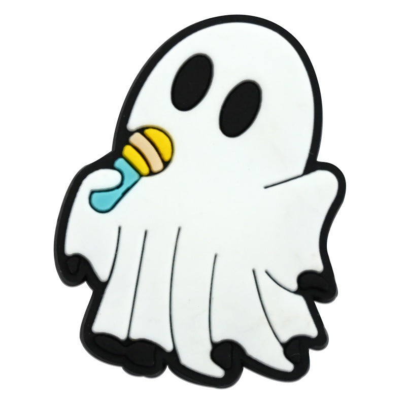 Wholesale Random 100pcs  Series White Ghost Clogs  PVC Soft Rubber Shoe Buckle Decoration