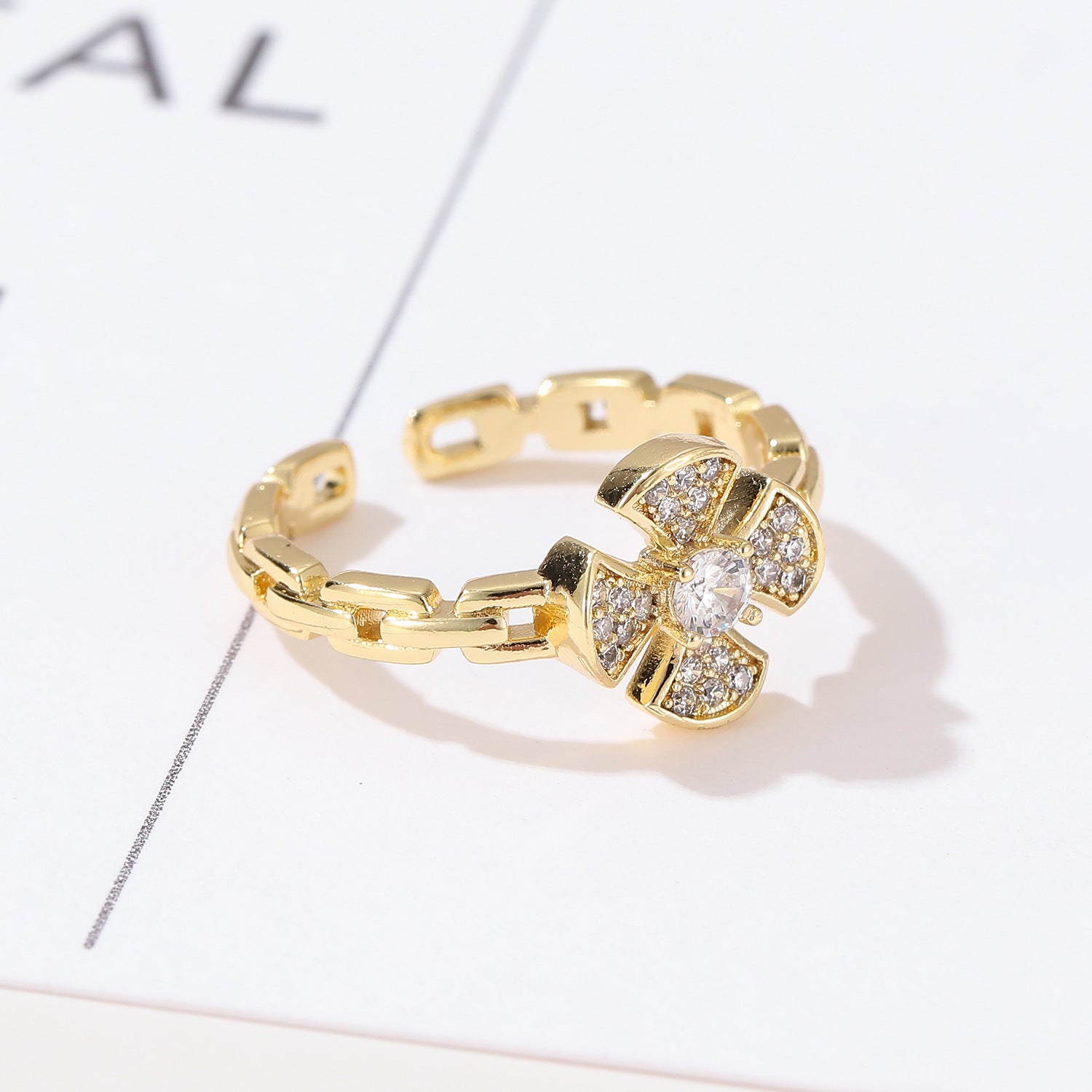 Wholesale All-match Four-leaf Clover Chain Ring
