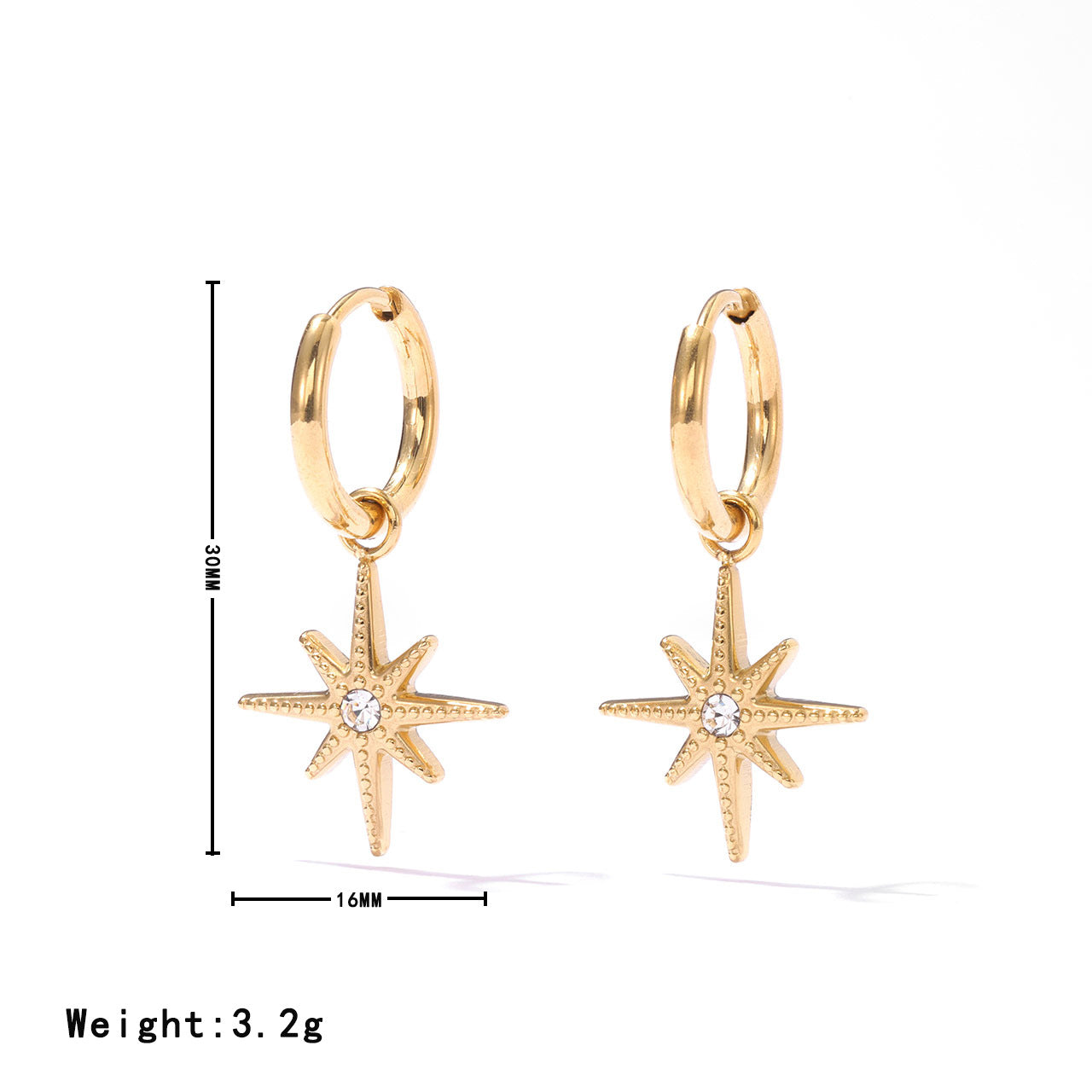 Wholesale Eight-Pointed Star Geometric Titanium Steel Earrings