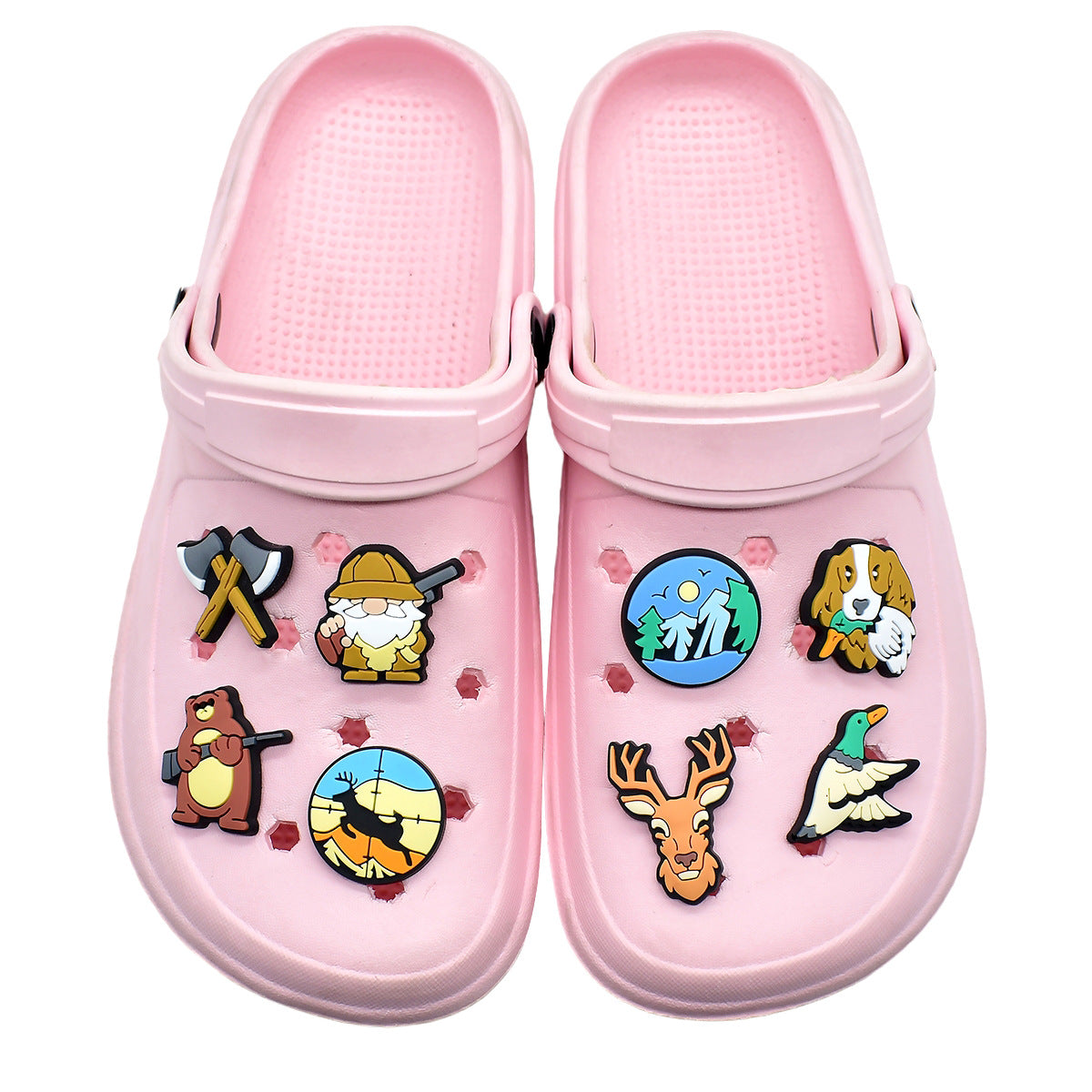 Wholesale Random 100pcs Creative  hunting series   PVC Soft Rubber Shoe Buckle Decoration