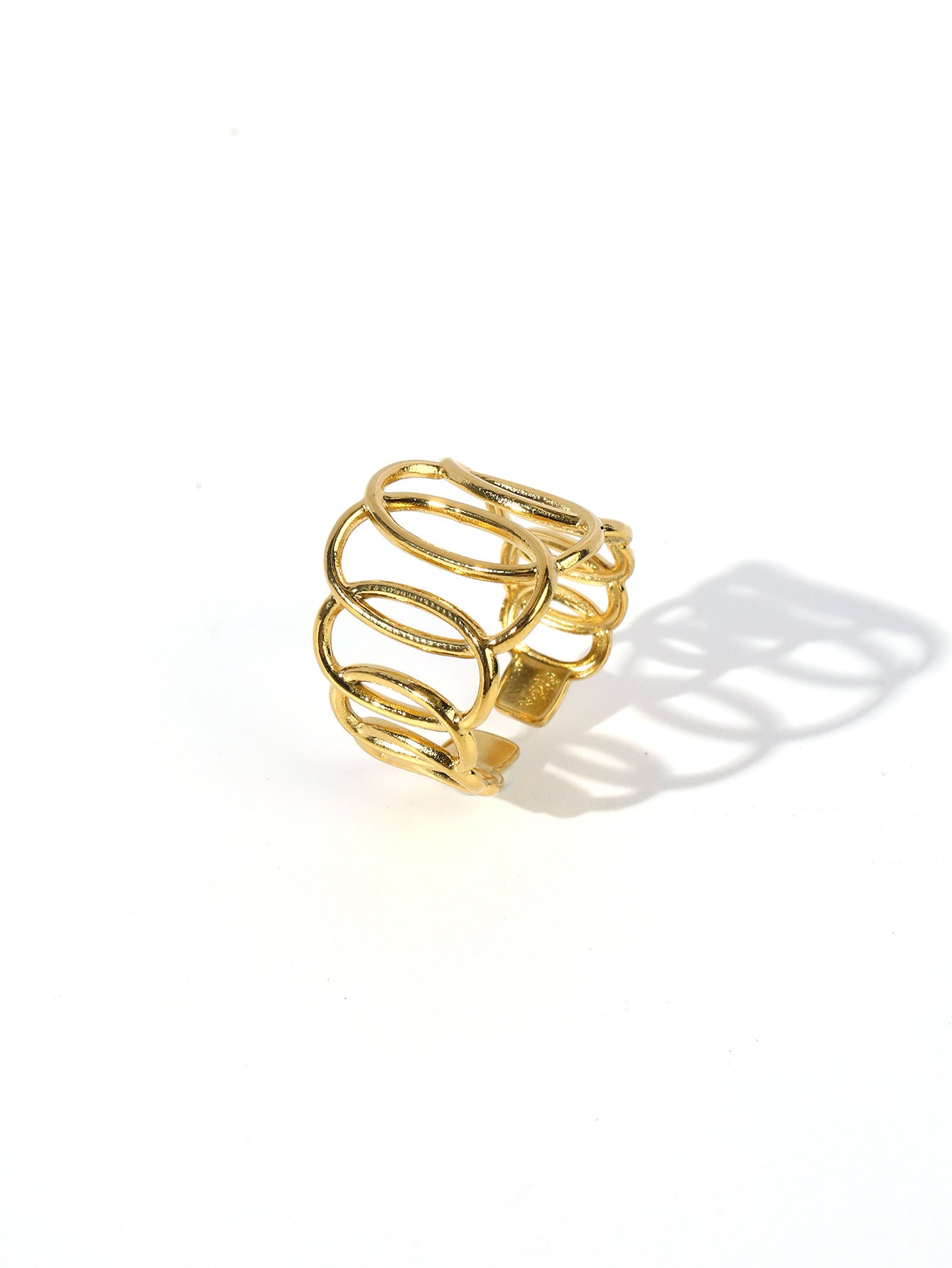 Wholesale Vintage Stainless Steel Ring 18k Gold Plated Leaf Love Rings ACC-RS-MuC008