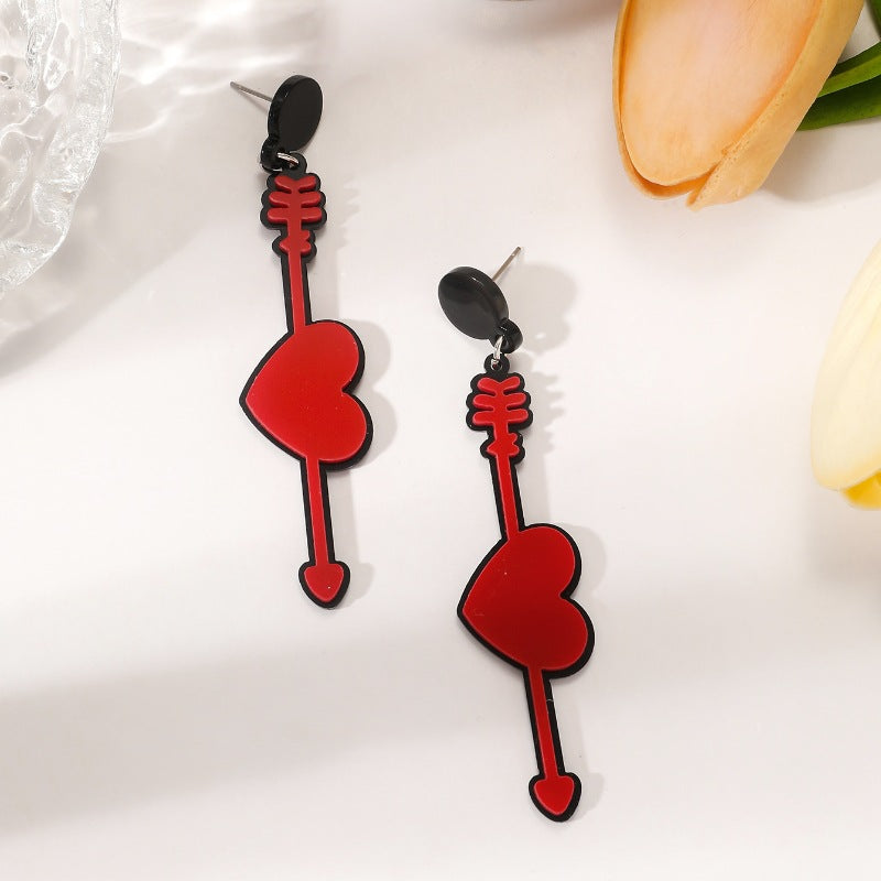 Wholesale Valentine's Day Heart Long Acrylic Earrings ACC-ES-GL003