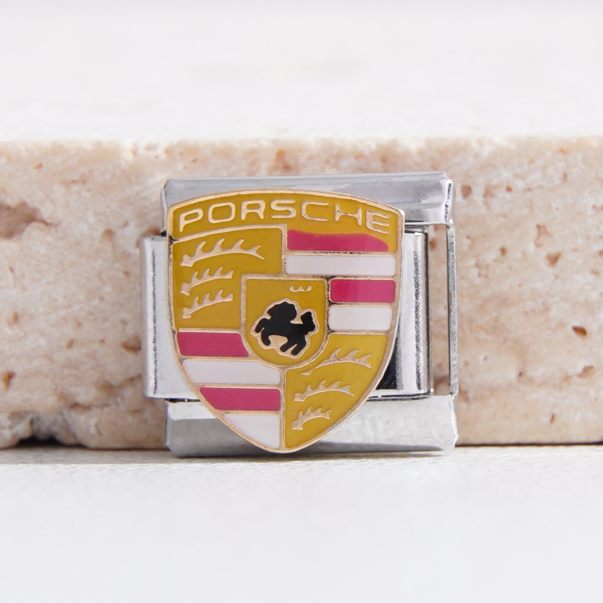 Wholesale Italian Charm Bracelet 9mm DIY Splicing Pink Car Logo Stainless Steel Composable Bracelet