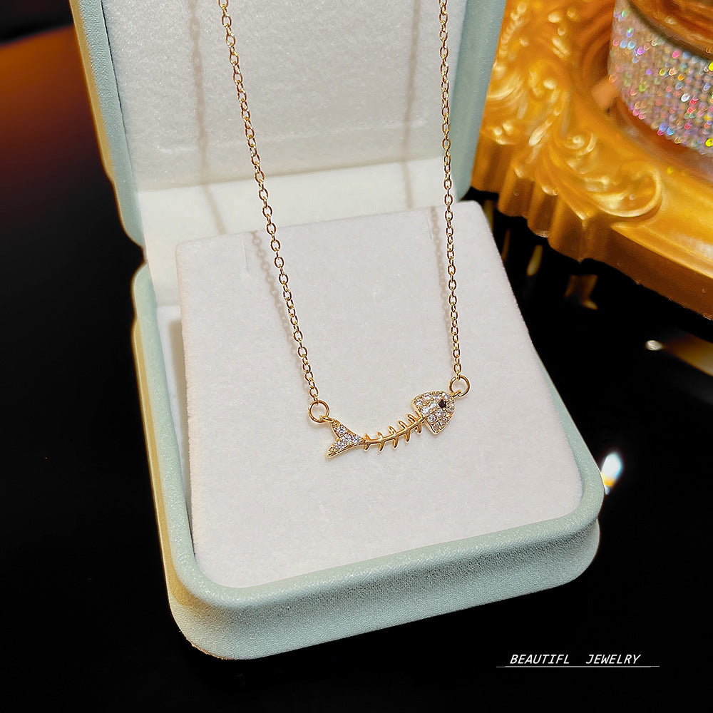 Wholesale Micropaved Zirconia Clavicle Chain Titanium Steel Necklaces Choker Necklace ACC-NE-Xiyue005