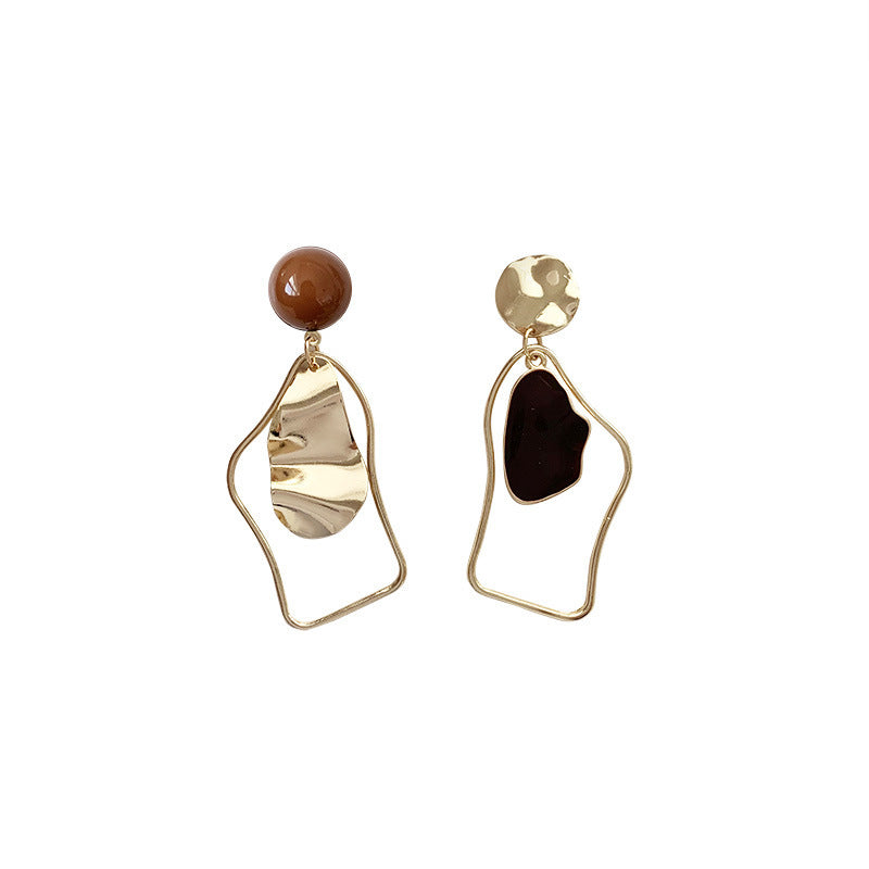 Wholesale Personality and temperament retro  geometric irregular oil drop asymmetric earrings