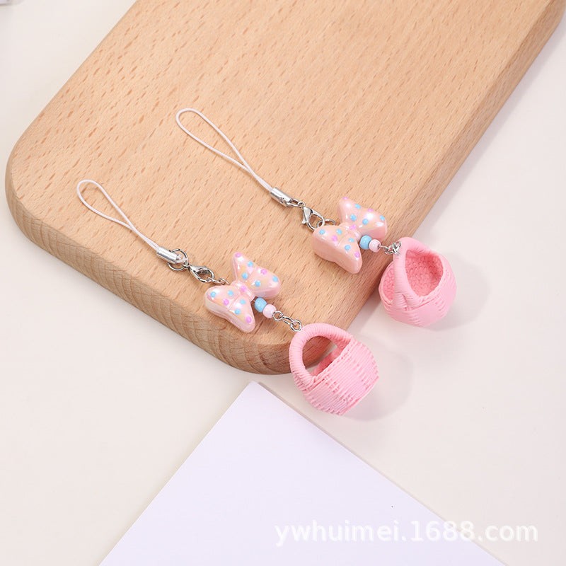 Wholesale 3D resin flower basket keychain