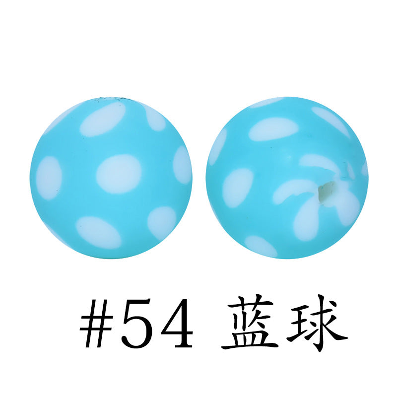 Wholesale 50pcs 15mm Western Style Leopard Skull Color Aztec Printed Silicone Balls Beads ACC-BDS-HeSheng009