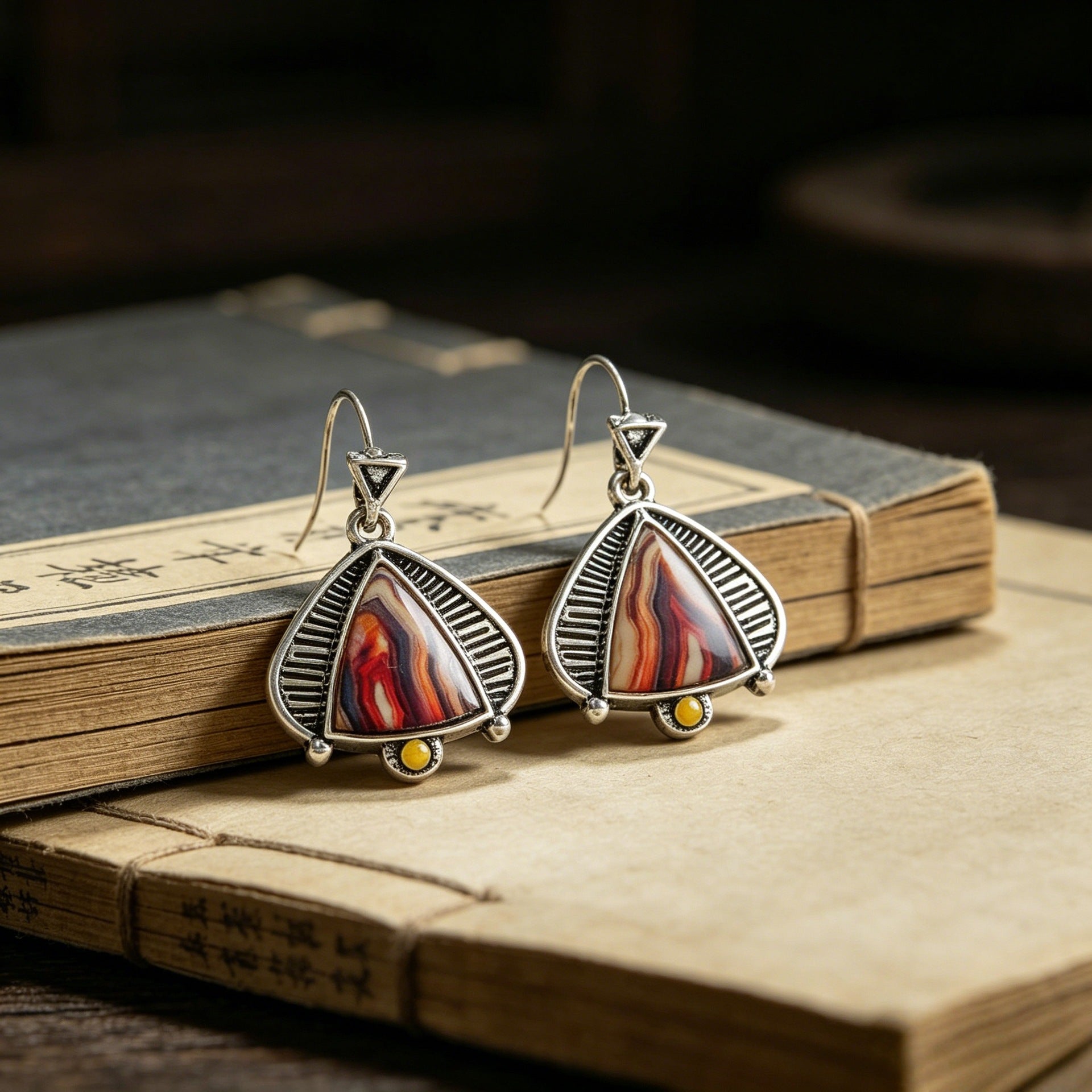 Wholesale Alloy Drop Earrings For Women Chic Triangle Teardrop Lace Design Party Jewelry Accessory
