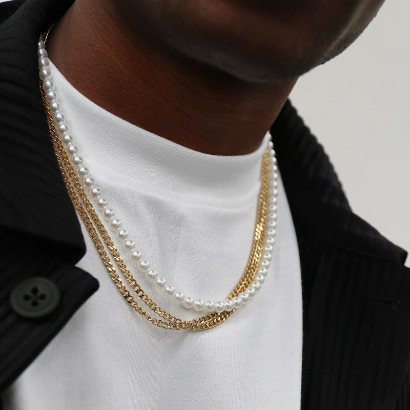 Wholesale Single Layer Men's Pearl Necklace