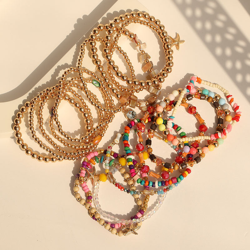 Wholesale 18pcs Colored Stone Bracelets Set ACC-BT-GuTe005