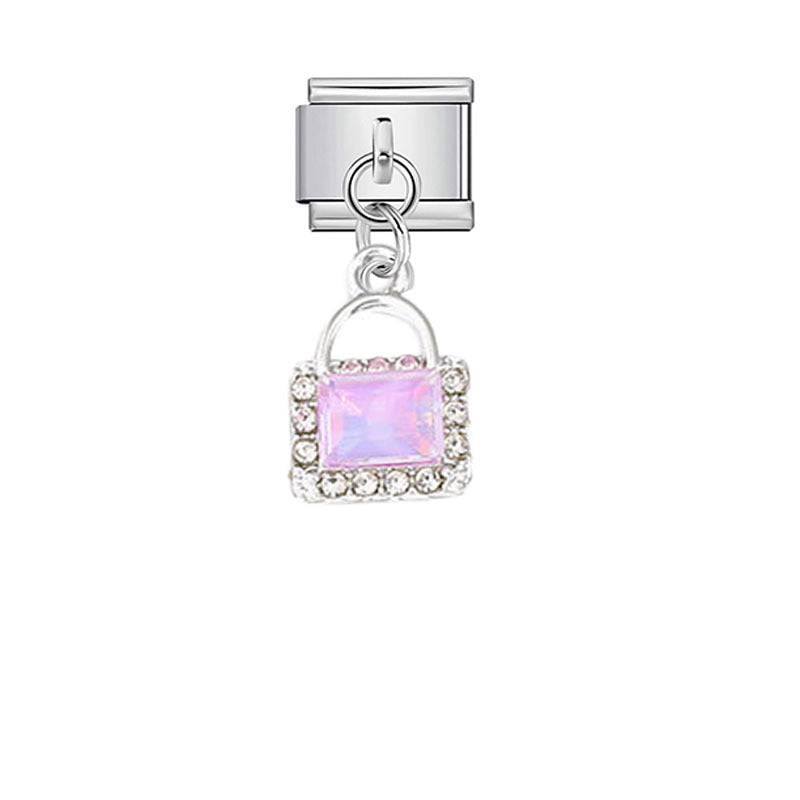 Wholesale Pink Crystal Flower Moon Pendant Charm for DIY Bracelet Watch - Stylish Jewelry Accessory for Women